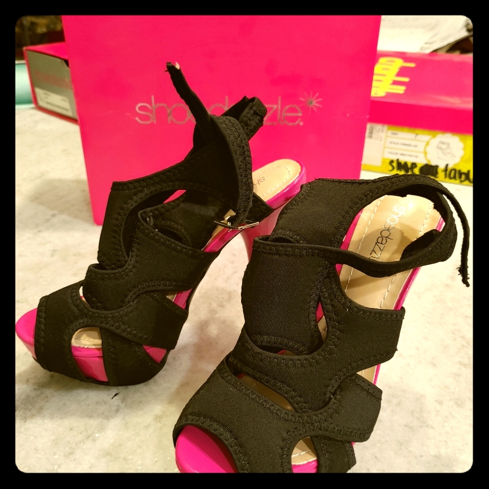 Pink and black stilettos